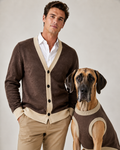 Matching brown and cream dog and parent set from Shop Public Prep, featuring coordinated stylish apparel for pets and owners.