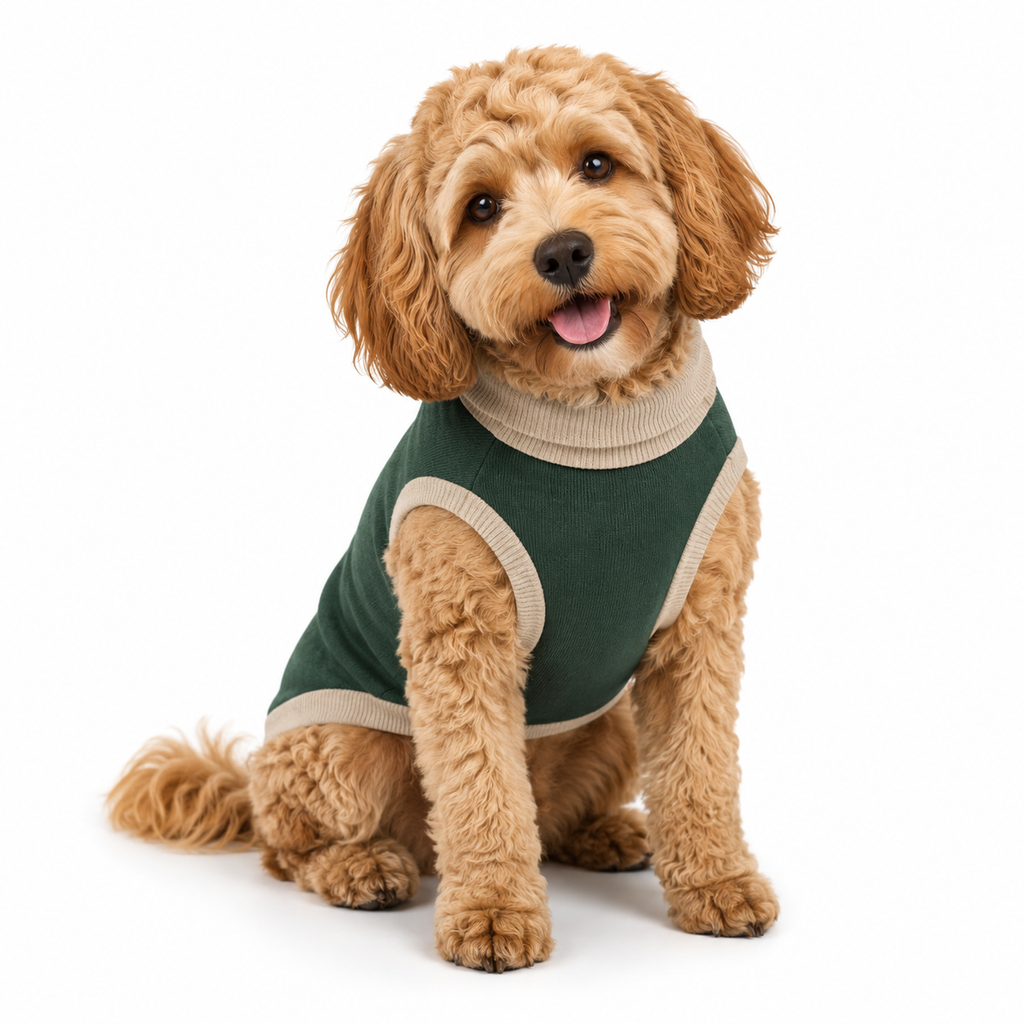 Black and pink knitted dog sweater from Public Pups Classic Knitted Sweater line, featuring cozy, stylish knitwear for small dogs.