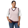 Public Prep preppy knitwear sweater vest in strawberry and plum colors, featuring a classic design and ribbed neckline.
