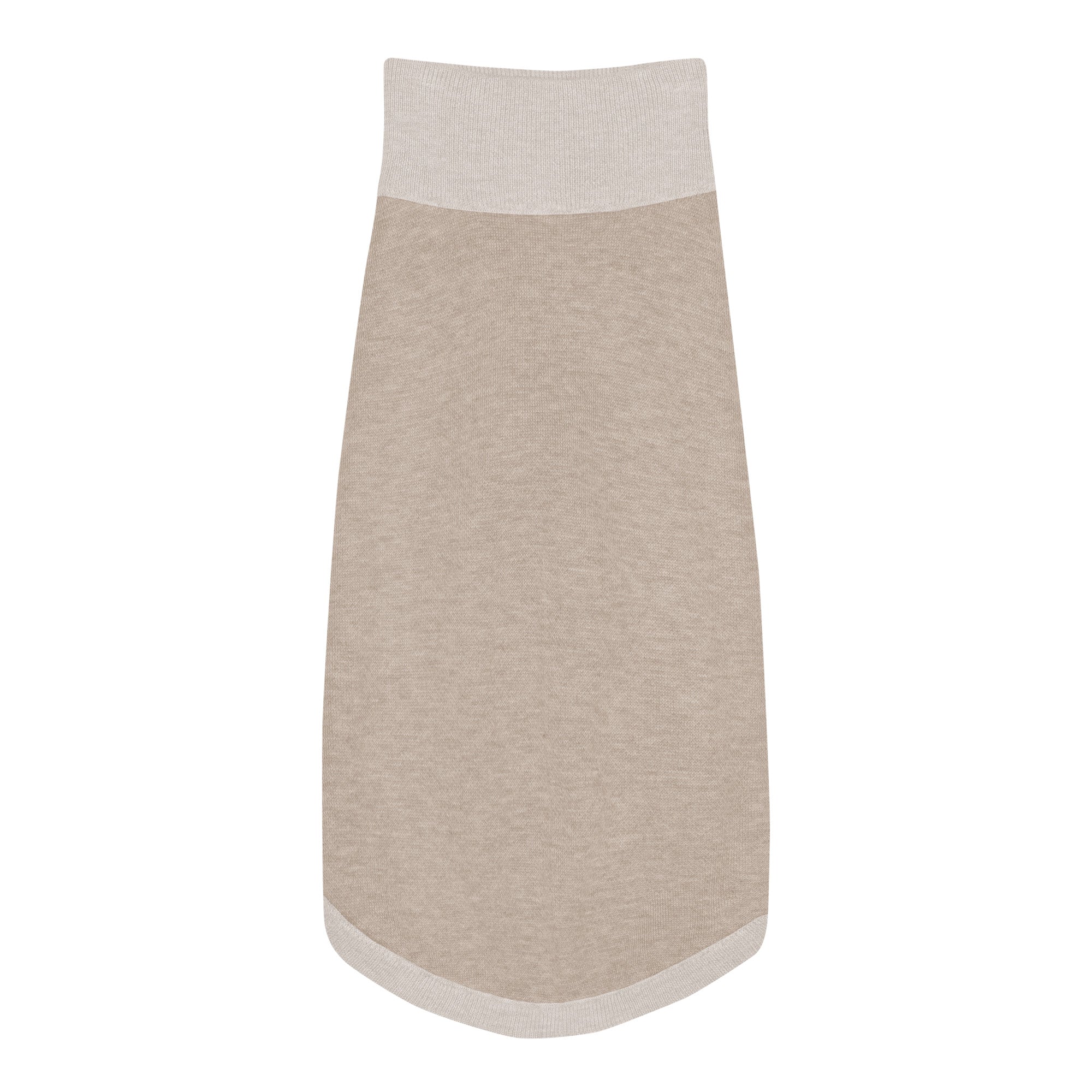 Flat back view of 2XS classic knitted dog sweater in Coco & Cream