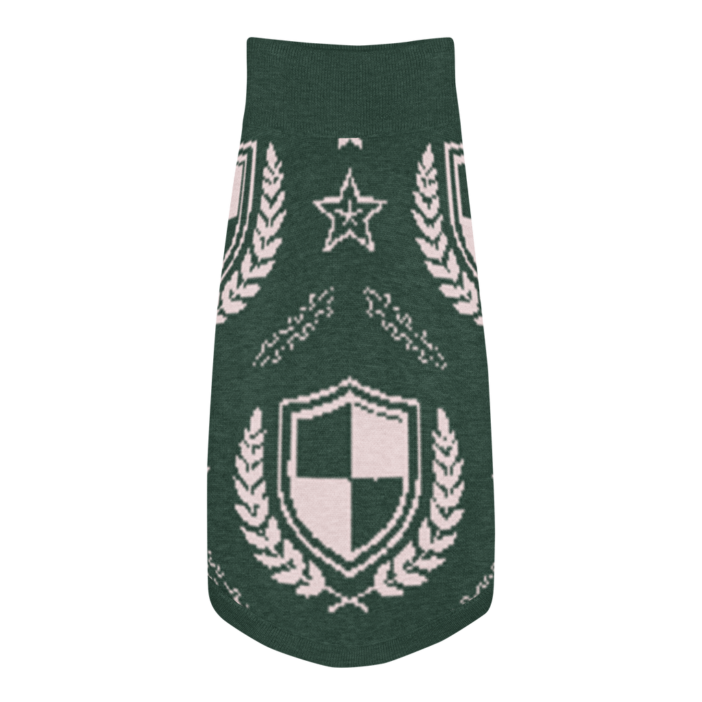 Public Pups Preppy Dog Sweater — Hunter Green Crest