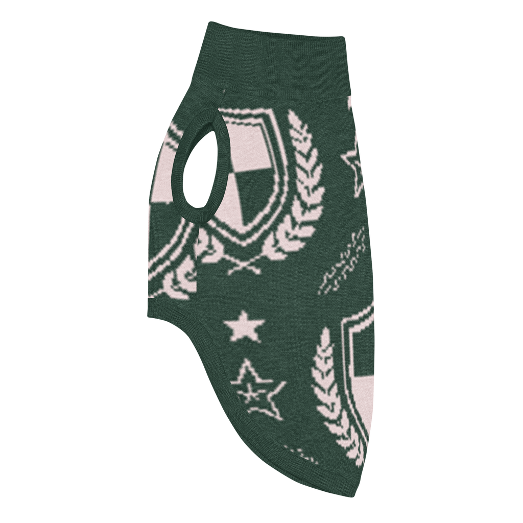 Public Pups Preppy Dog Sweater — Hunter Green Crest