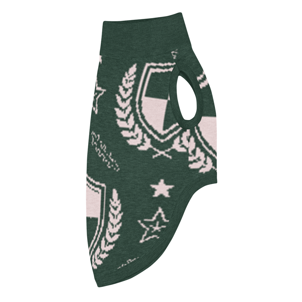 Public Pups Preppy Dog Sweater — Hunter Green Crest