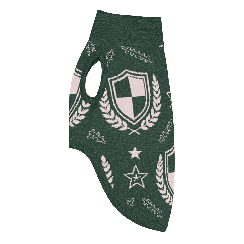 Public Pups Preppy Dog Sweater — Hunter Green Crest