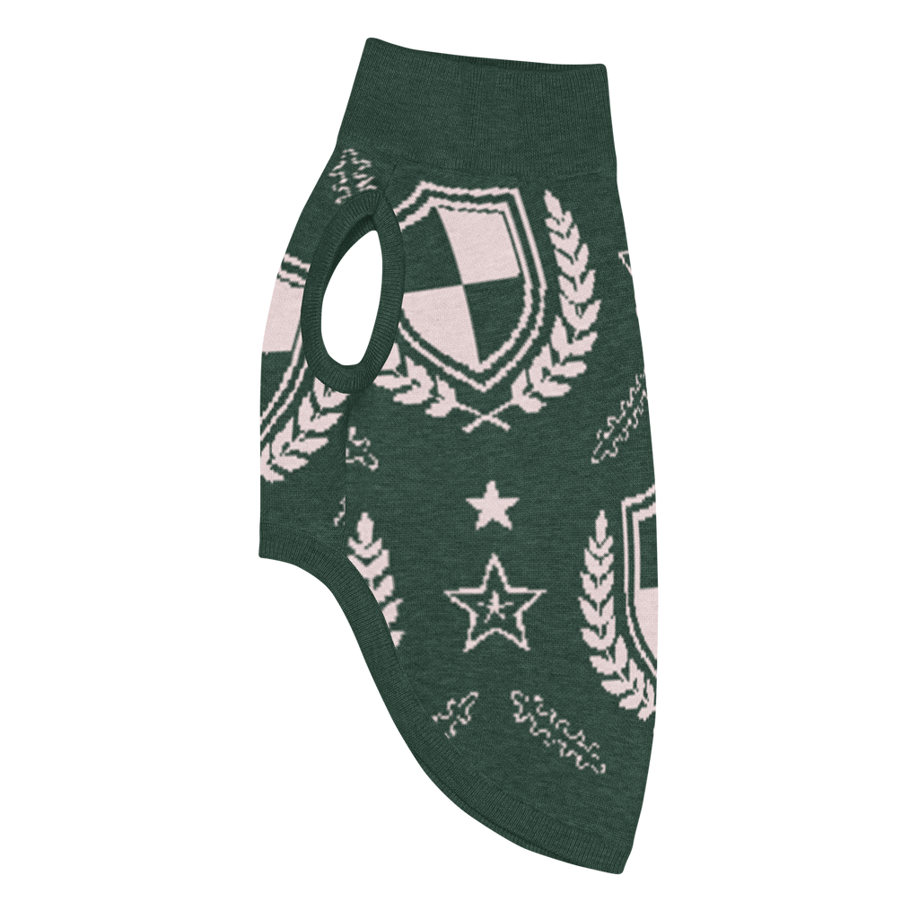 Public Pups Preppy Dog Sweater — Hunter Green Crest