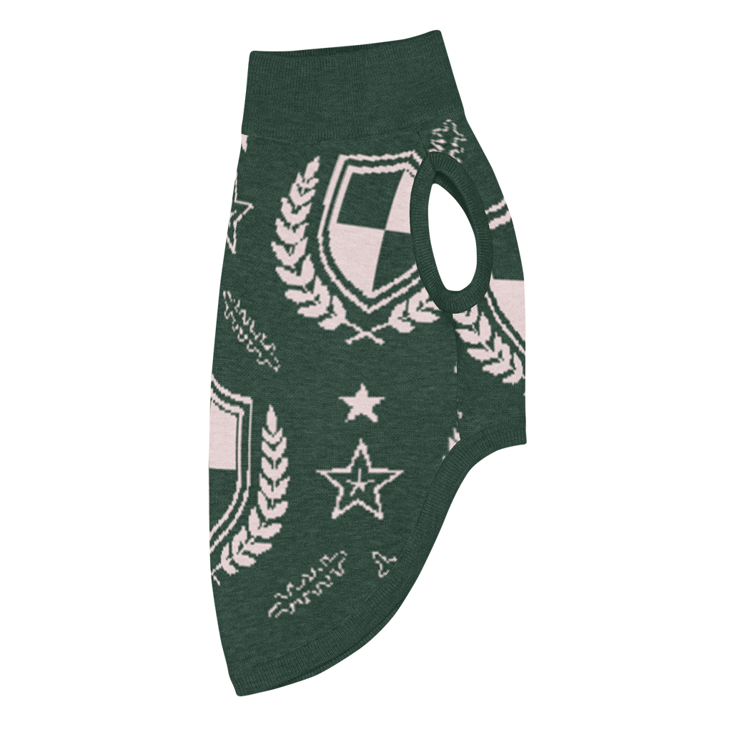 Public Pups Preppy Dog Sweater — Hunter Green Crest