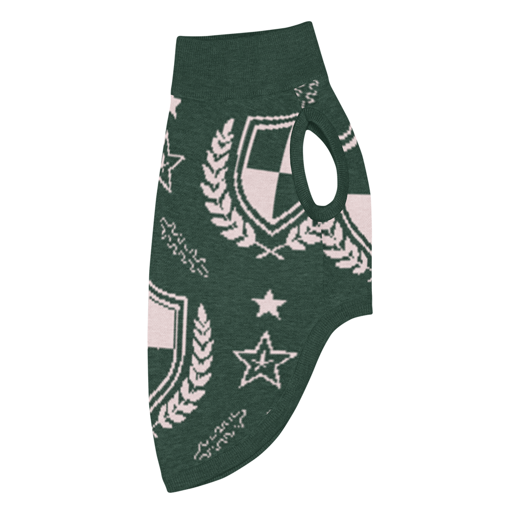 Public Pups Preppy Dog Sweater — Hunter Green Crest