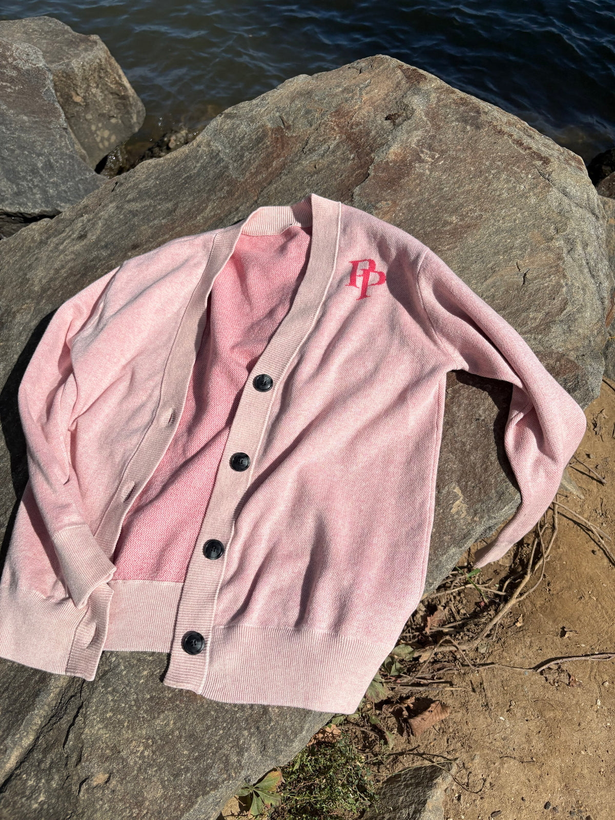 Ballerina & Ruby Pink cardigan with ruby pink PP monogram