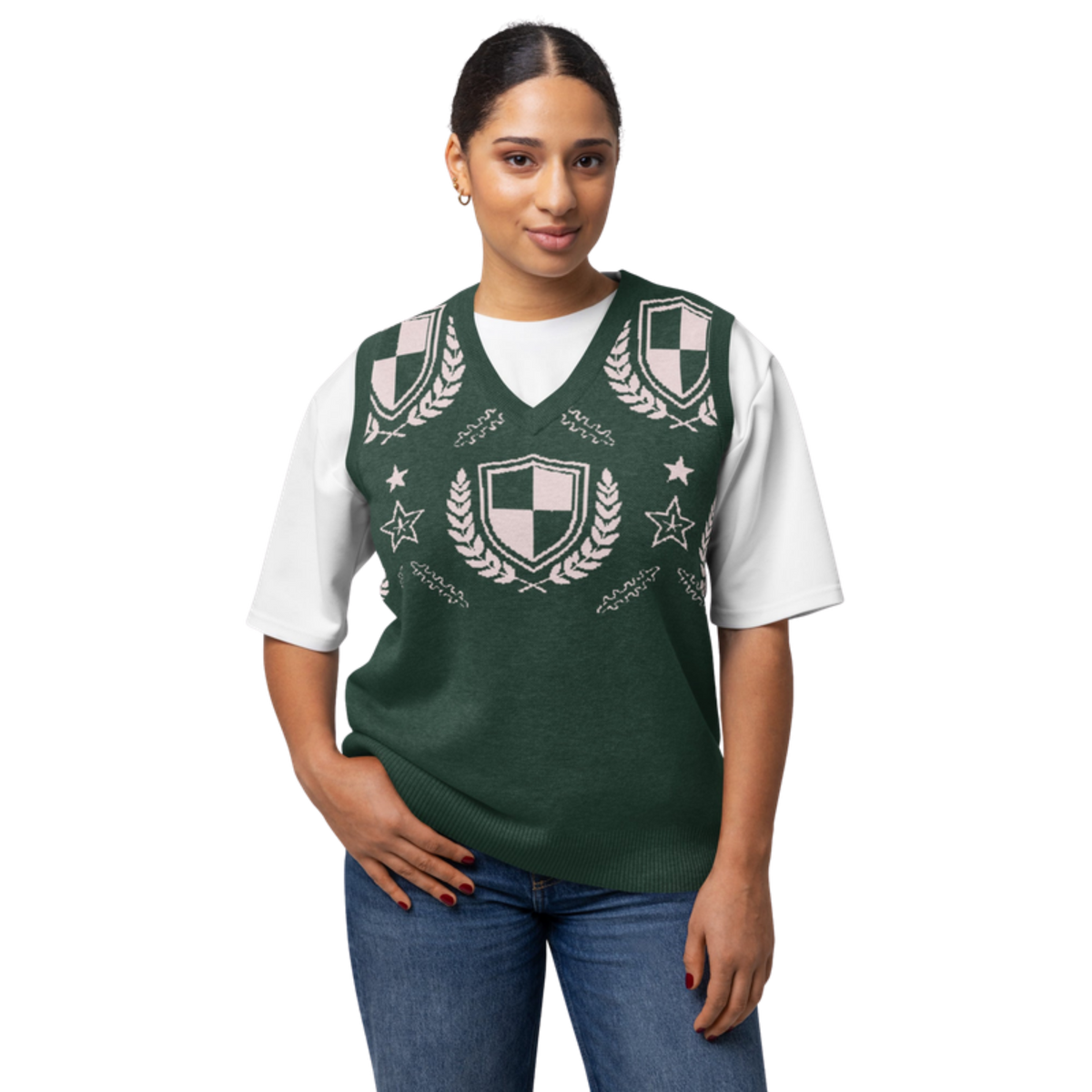 Public Prep Preppy Sweater Vest — Hunter Green Crest