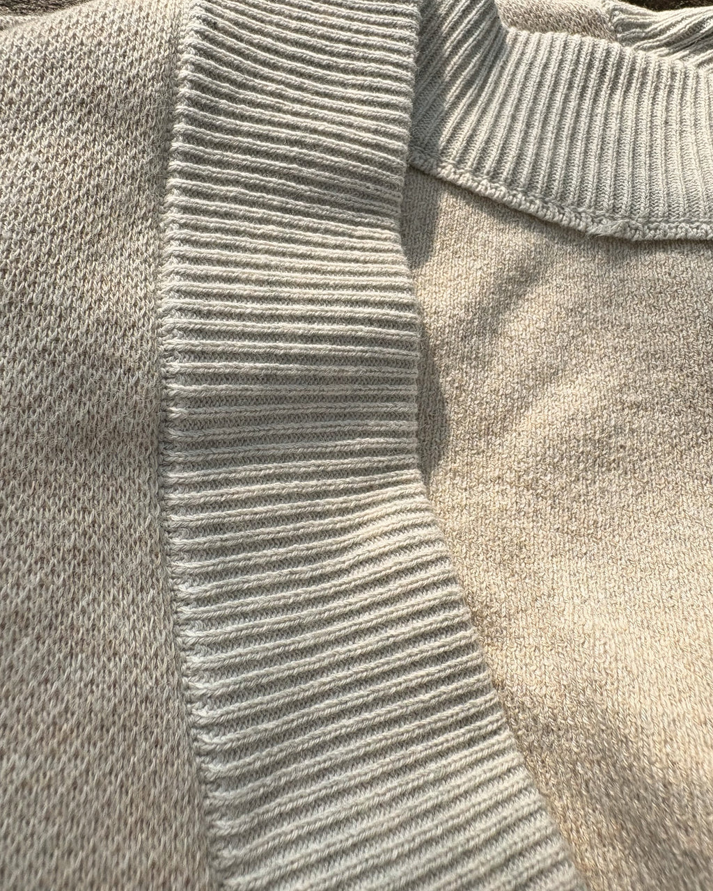 Ribbed shoulder detail on the Public Prep Preppy Cardigan in Sand & Ivory