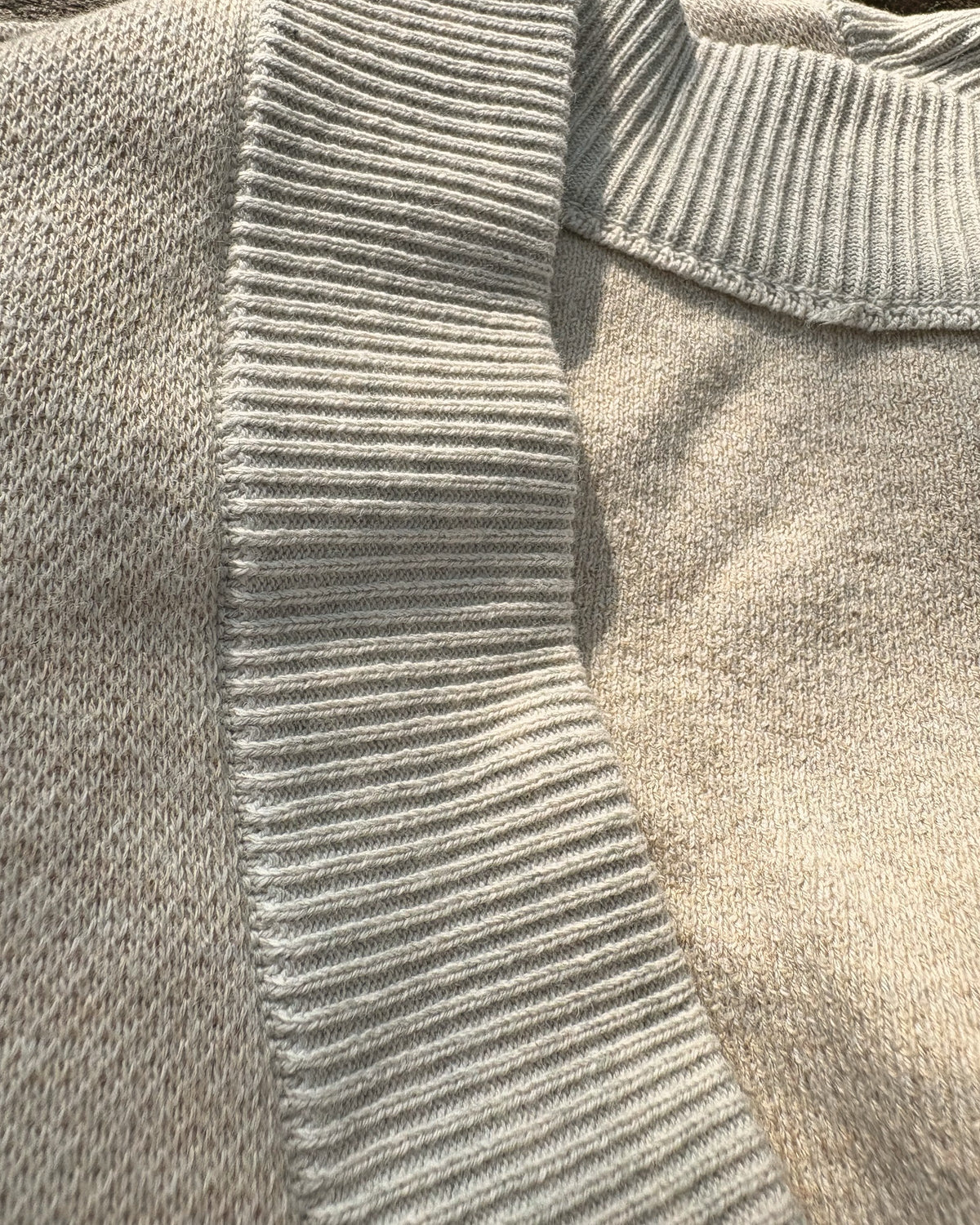 Ribbed shoulder detail on the Public Prep Preppy Cardigan in Sand & Ivory