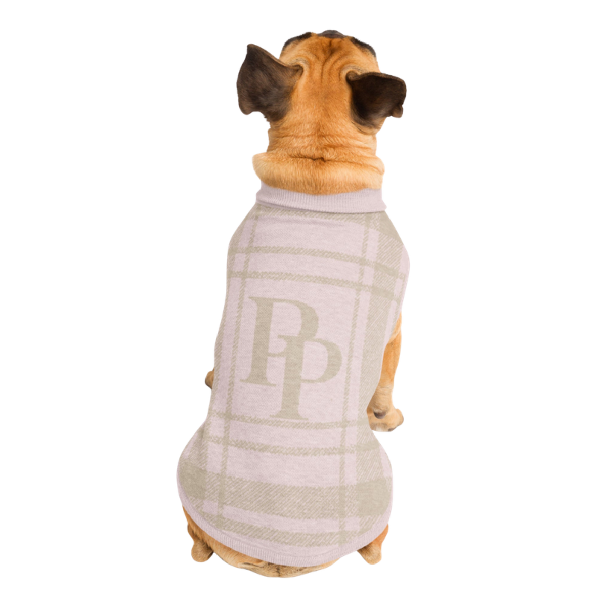 Public Pups Preppy Dog Sweater in Ballerina Pink & French Taupe, back view