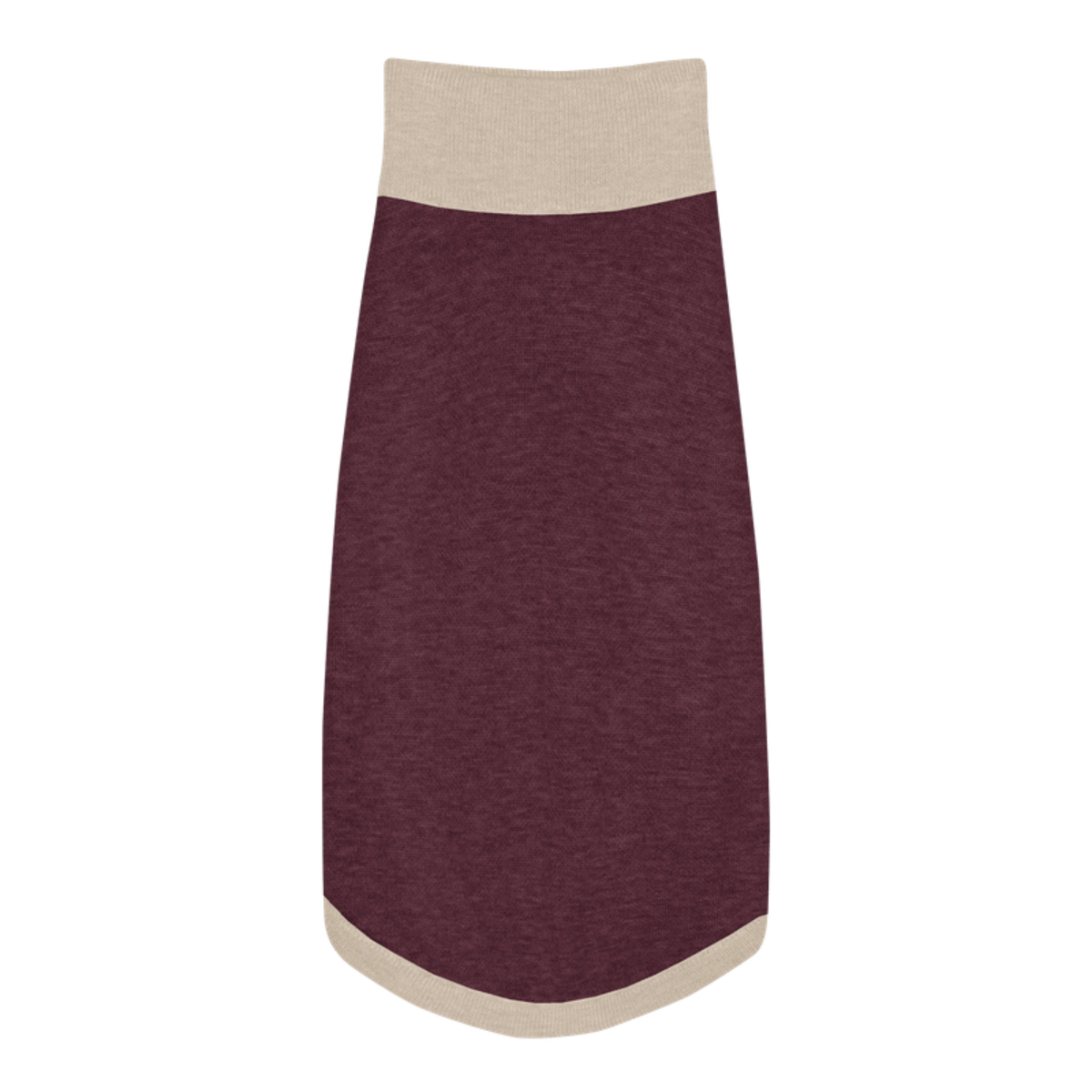 Public Pups Preppy Dog Sweater in Burgundy & Biscuit, flat lay back view