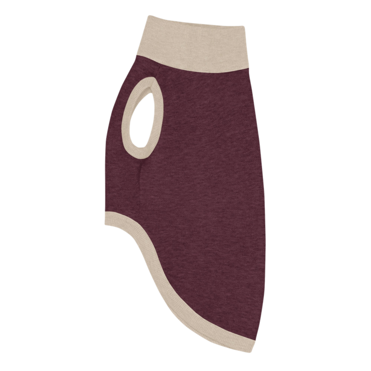Public Pups Preppy Dog Sweater in Burgundy & Biscuit, left side flat view