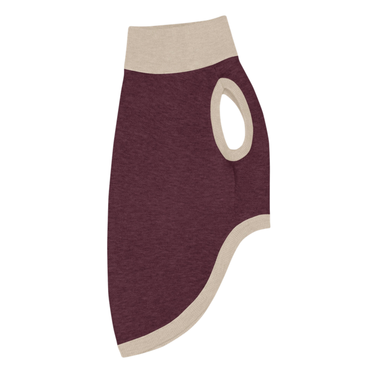 Public Pups Preppy Dog Sweater in Burgundy & Biscuit, right side flat view