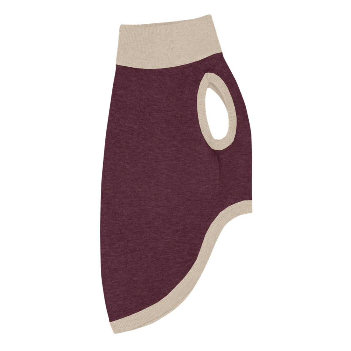 Public Pups Preppy Dog Sweater in Burgundy & Biscuit, profile flat view
