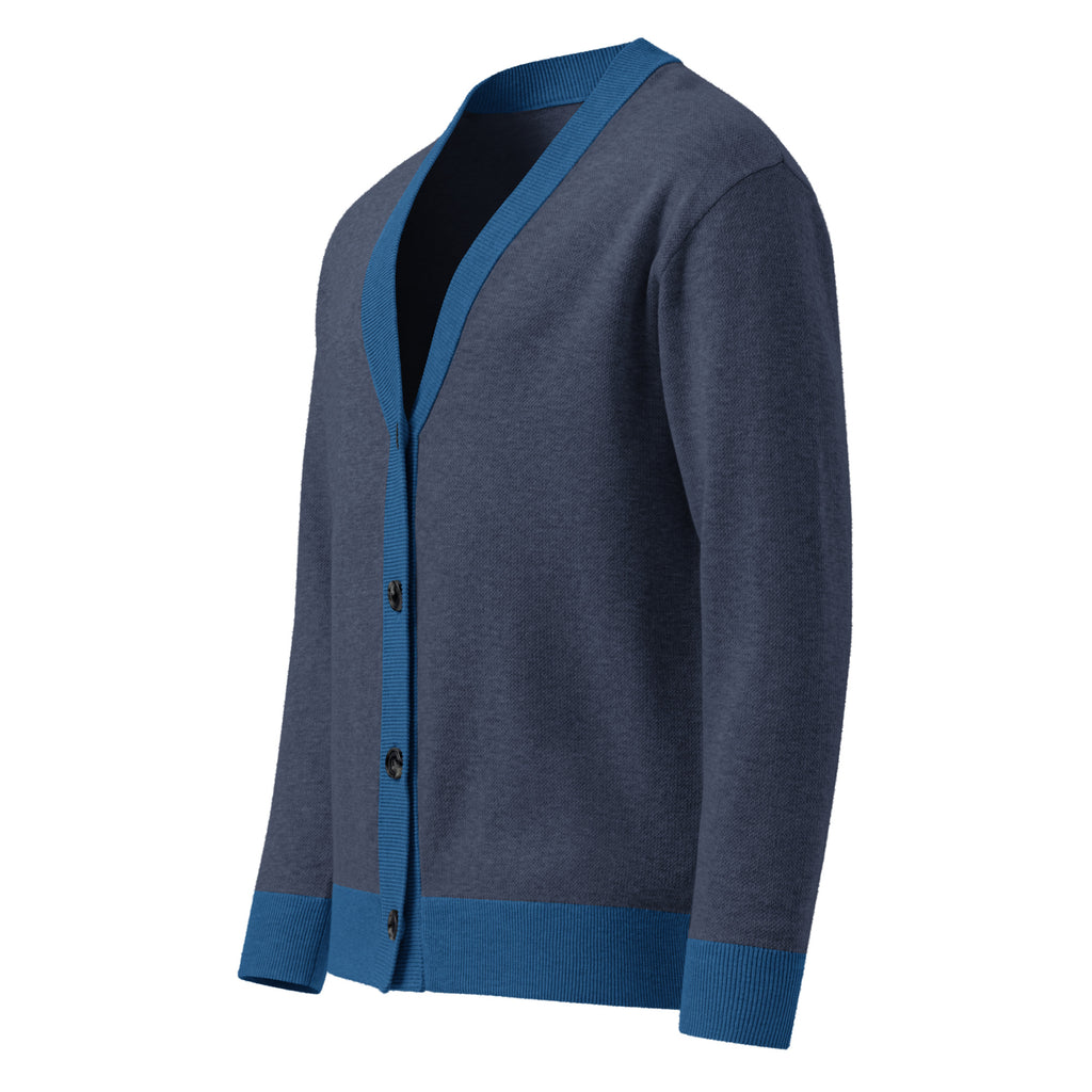 Public Prep Navy & Collegiate Blue Cardigan — left front view