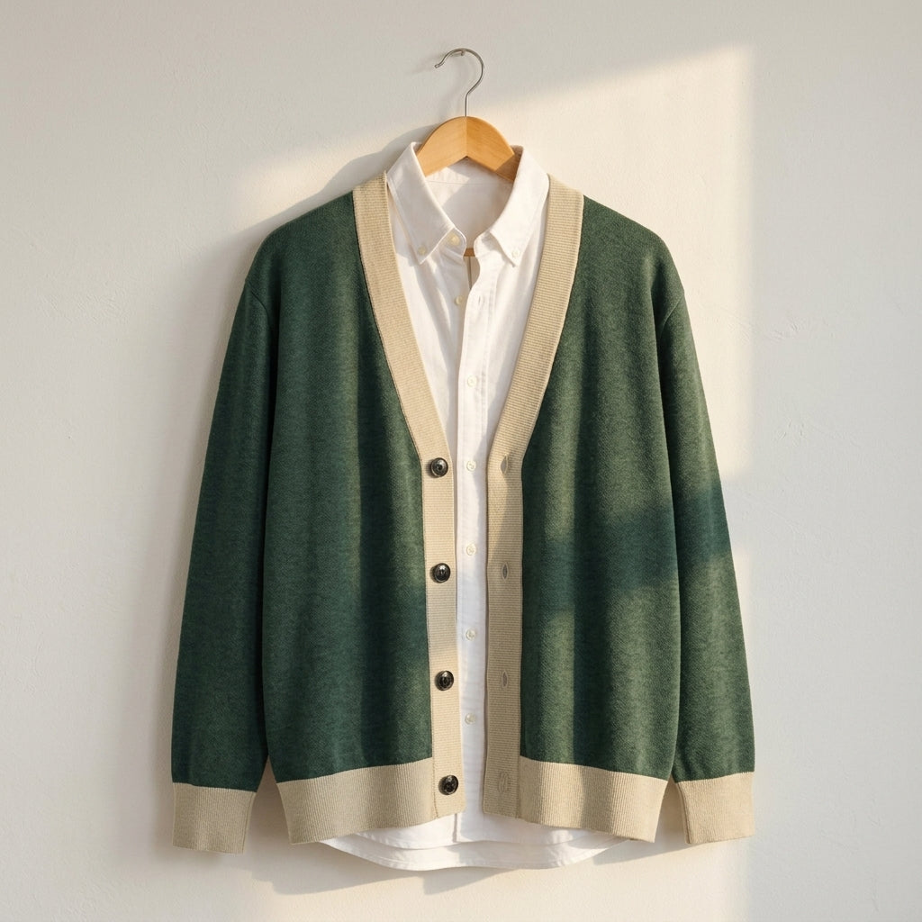 Classic Knitted Cardigan elegant hanging view