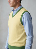 Public Prep Classic Knit V Neck Vest Lemon & Lime Angled Side Try-On Look
