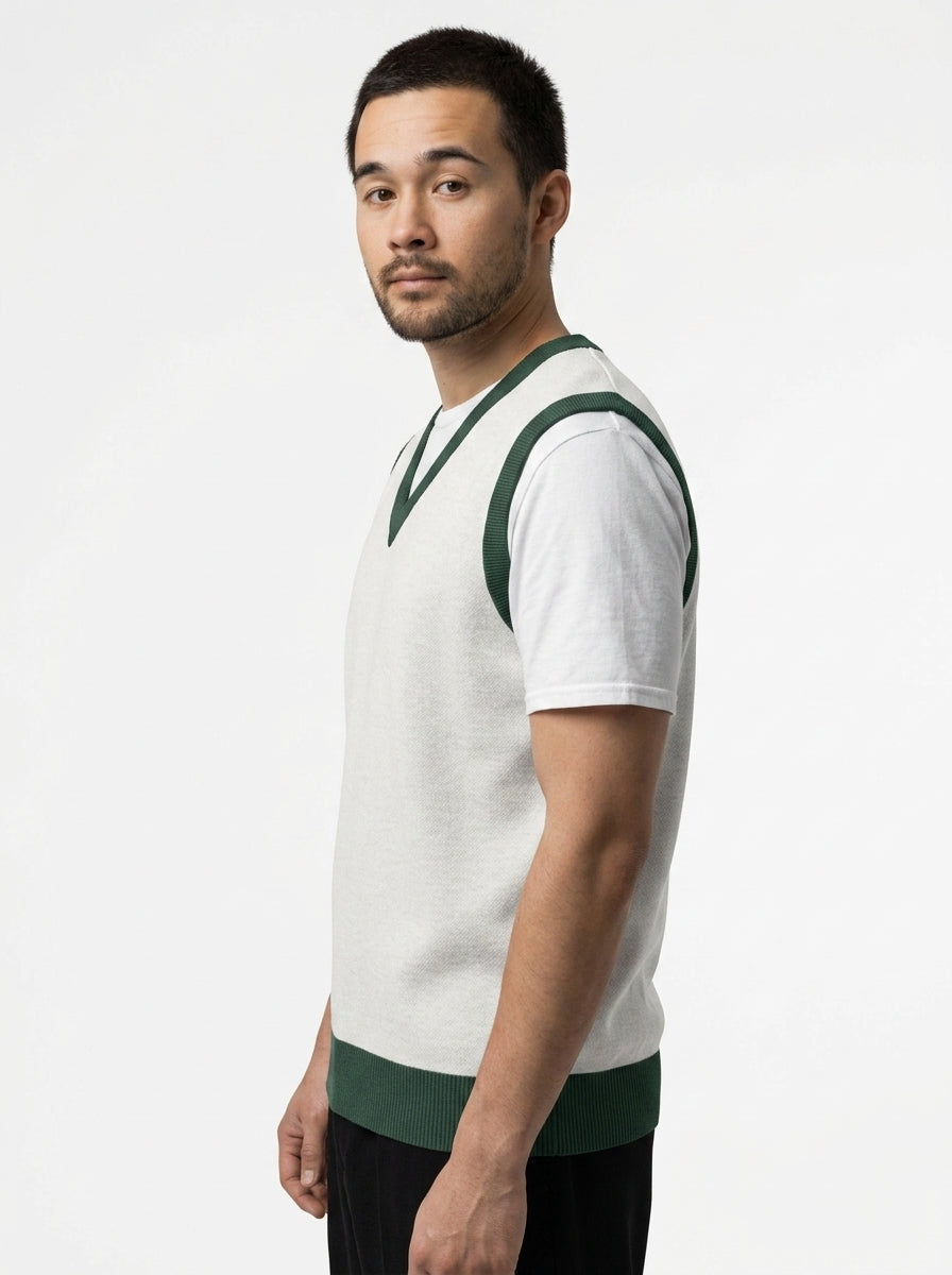 Public Prep Knit V Neck Vest on model angled look
