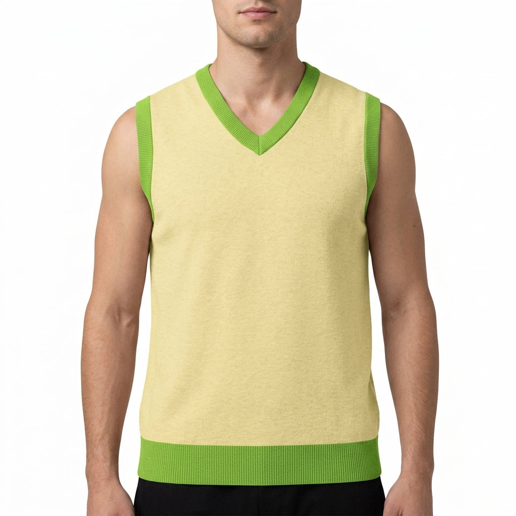 Public Prep Classic Knit V Neck Vest Lemon & Lime Studio Hero View