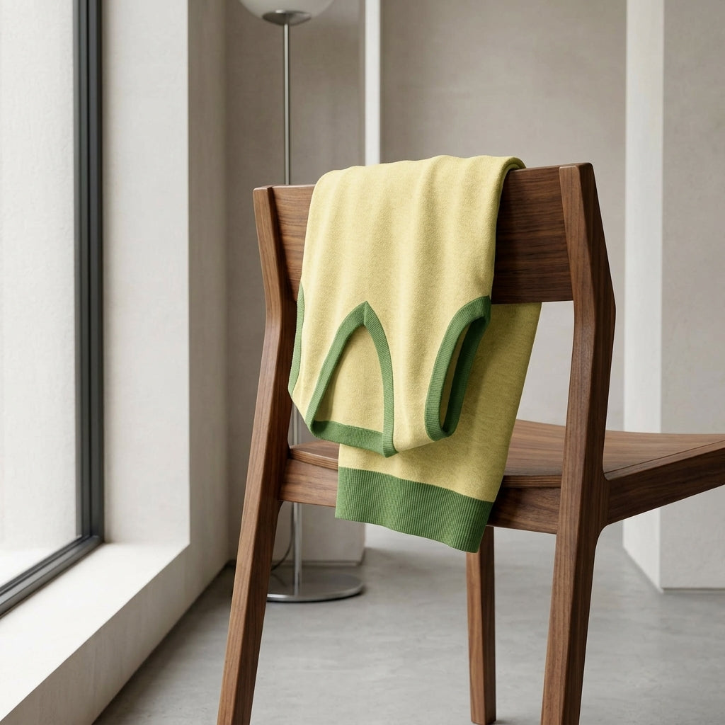 Public Prep Classic Knit V Neck Vest Lemon & Lime Editorial Chair Display