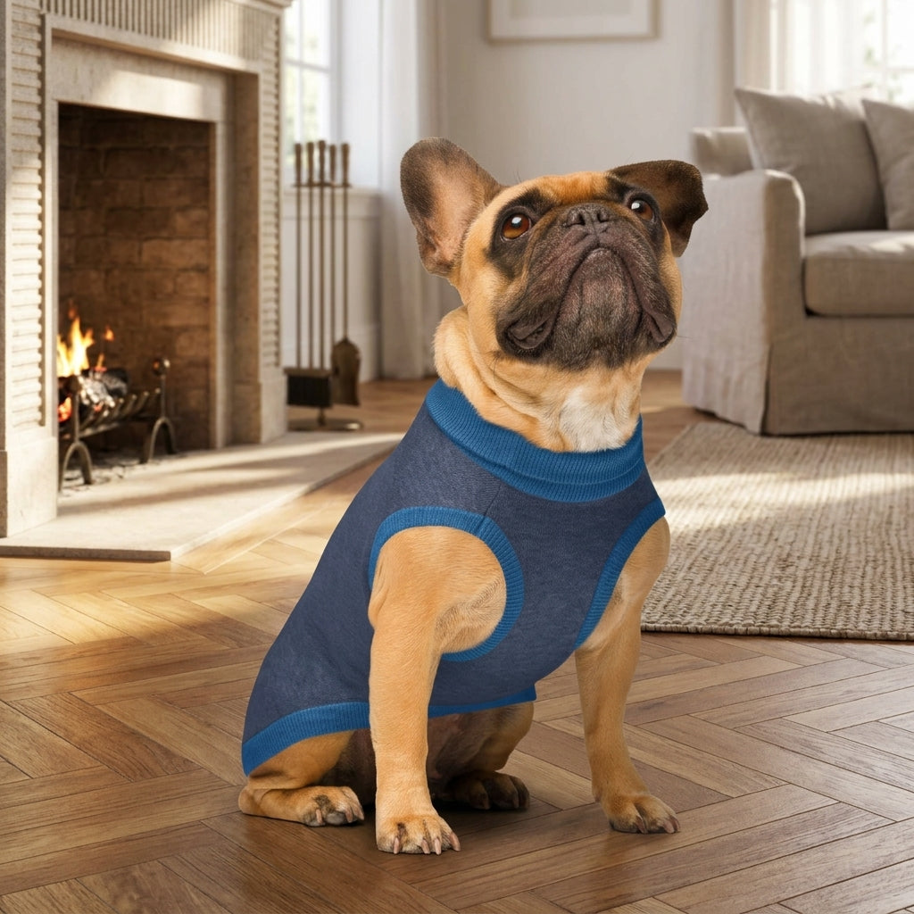 Public Pups Classic Knitted Dog Sweater - Cozy indoor fireplace lifestyle